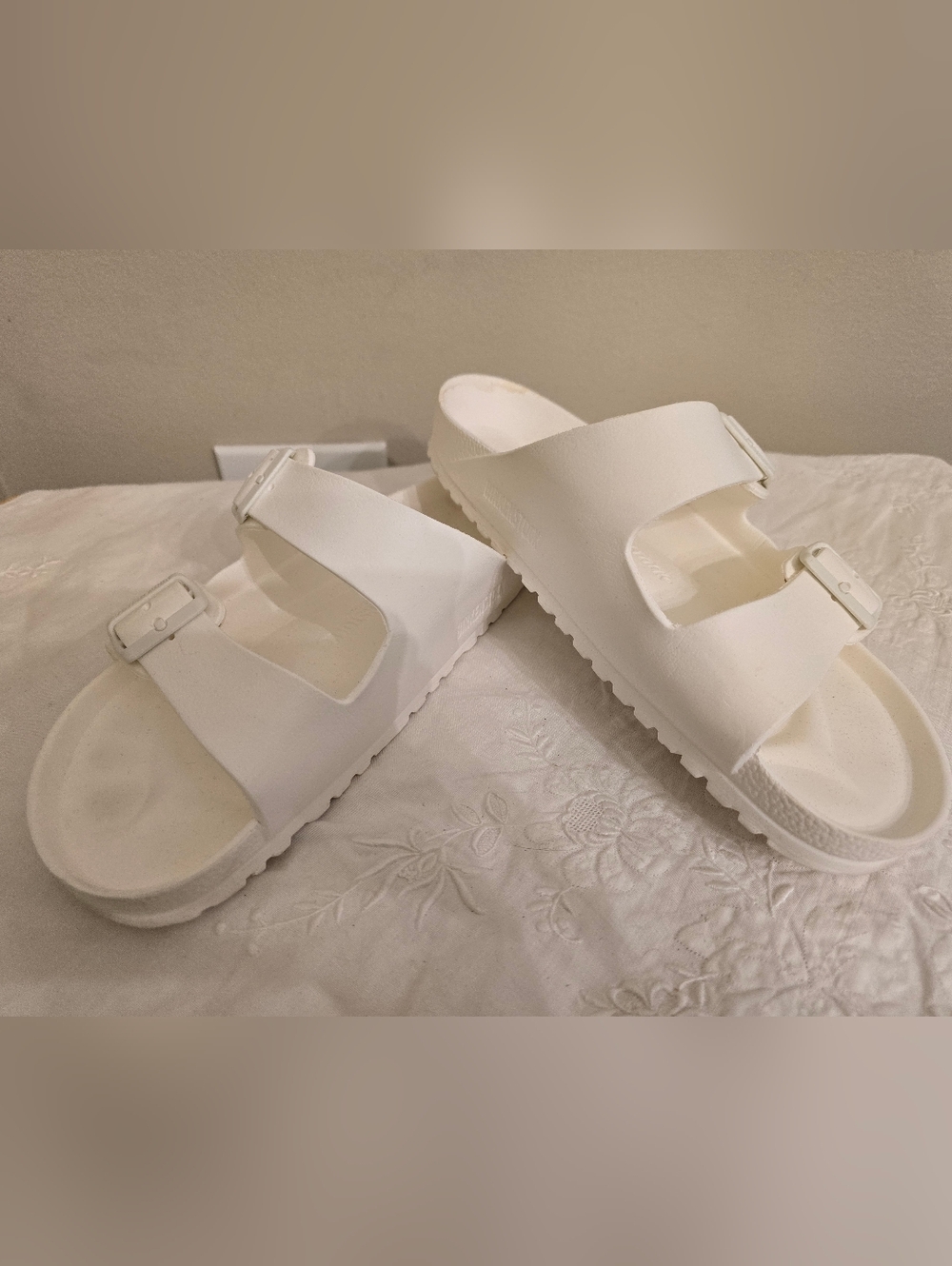 Birkenstock EVA White Double-Buckle Slide Sandals Size 41